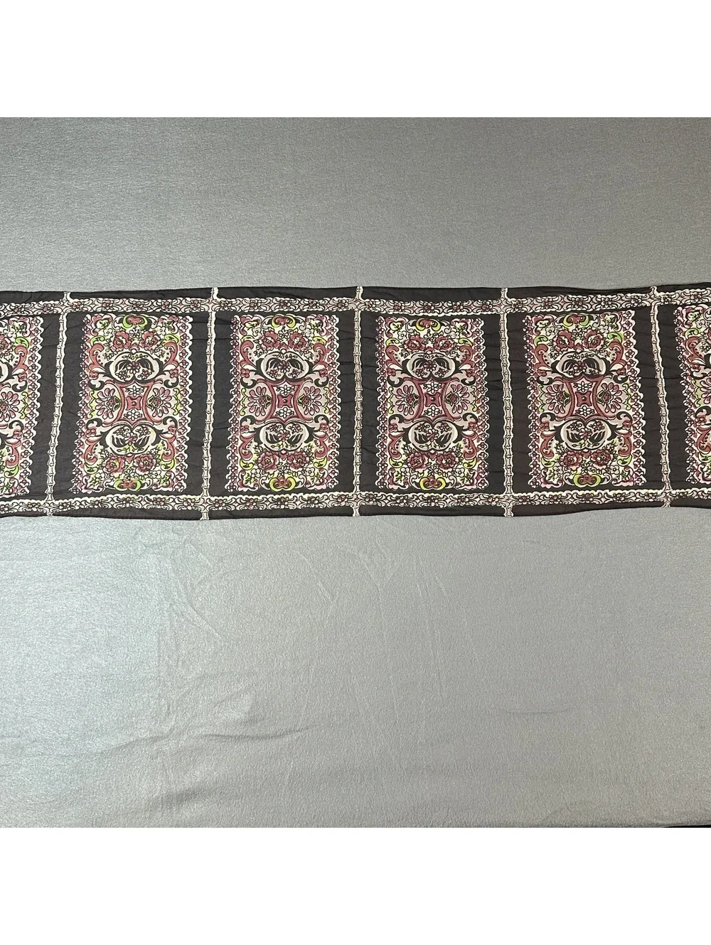 Vintage Lightweight Floral Patterned Scarf with Black Background